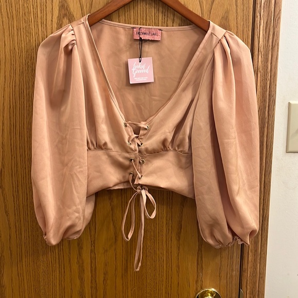 NWT EastNWest Label Bellini Tie Up Blouse - Picture 2 of 9